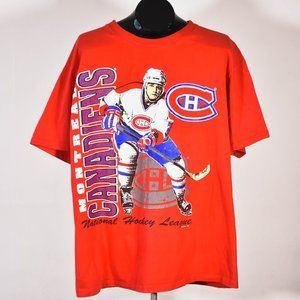 Vintage 90s Montreal Canadiens T-Shirt Size L, Vintage 92 Habs Hockey NHL Size L